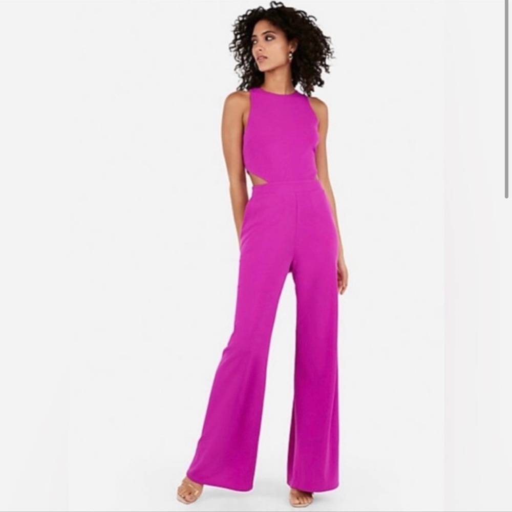 NWOT Express Fuschia Sleeve Side Cut Out Jumpsuit - Small